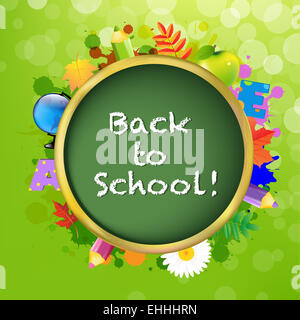 Abstrakte grüne Blase mit Back To School Stockfoto