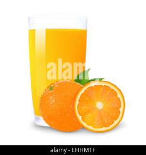Orangensaft und Scheiben von Orange Stockfoto