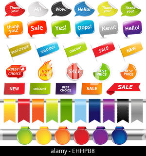 Reihe von bunten Verkauf Aufkleber und Etiketten Stockfoto
