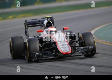 Melbourne, Australien. 14. März 2015. JENSON BUTTON of Great Britain und McLaren-Honda fährt während des Qualifyings 2015 Australian Grand Prix im Albert Park Circuit in Melbourne, Australien. Bildnachweis: James Gasperotti/ZUMA Draht/Alamy Live-Nachrichten Stockfoto