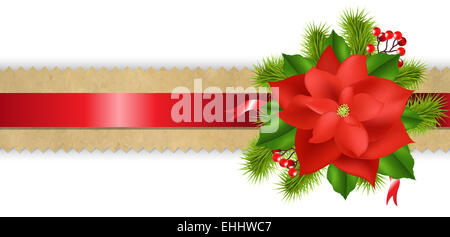 Alte Papier-Teiler mit Red Ribbon Weihnachtsstern Stockfoto