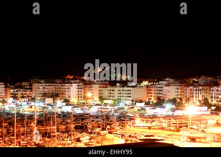 Santa Eulalia del Rio Ibiza bei Nacht Stockfoto