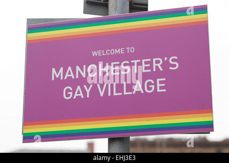 Willkommen in Manchester der Gay Ortsschild Stockfoto