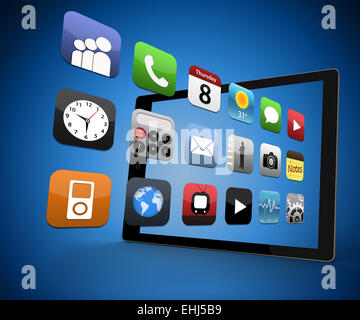 Anwendungen, die sich aus digital-Tablette Stockfoto