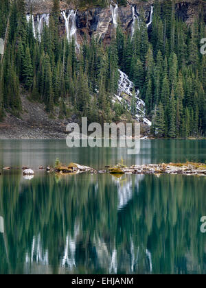 Sieben Schleier Wasserfall und Lake O'hara. Yoho National Park, Opabin Plateau, British Columbia, Kanada Stockfoto