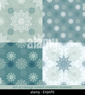 Vintage Winter nahtlose Muster mit Schneeflocken Stockfoto