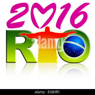 Rio-2016-Logo, mit hellen Farben, isoliert auf weißem Hintergrund. Stockfoto