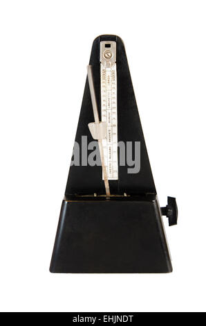 Alten Metronom es ist isoliert auf weiß Stockfoto