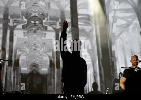 BARCELONA - 13 JUN: Woodkid (Band) führt auf Sonar Festival am 13. Juni 2014 in Barcelona, Spanien. Stockfoto