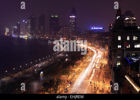 Nachtansicht des Bund, Shanghai China Stockfoto