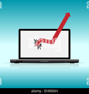 Vektor-Illustration Grafik brechen Laptop. Stockfoto