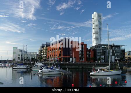 Malmö westlichen Hafen. Ein Projekt der Stadterneuerung in Südschweden, Kombination aus moderner Architektur ein mit Nachhaltigkeit. Stockfoto