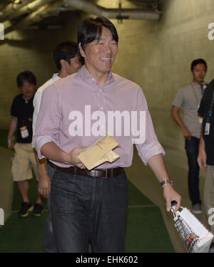 Tampa, Florida, USA. 12. März 2015. Hideki Matsui (Yankees) MLB: Major League Baseball Spring Training Spiel zwischen den Atlanta Braves und New York Yankees an George M. Steinbrenner Field in Tampa, Florida, Vereinigte Staaten von Amerika. © AFLO/Alamy Live-Nachrichten Stockfoto