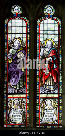 Jesaja und Jeremia Glasmalerei, St. Nicholas Church, Ashchurch, Gloucestershire, England, UK Stockfoto