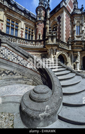 Treppe bis zum Palais Bénédictine, Fecamp. Normandie. Frankreich Stockfoto