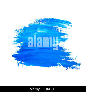 Grunge Brush Strokes blaue Farbe auf weißen Wand Stockfoto