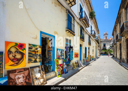 Kuba. Shop Verkauf kubanischer Kunst, Habana Vieja, Havanna, Kuba Stockfoto