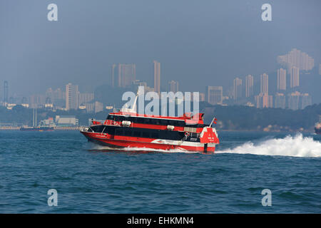 Tragflächenboot mit Geschwindigkeit. Die Hong Kong HK Fähre von Turbojet betrieben, Stockfoto