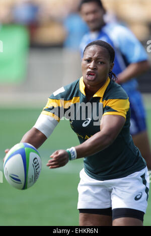 Atlanta, Georgia, USA. 15. März 2015. Die Weltfrauenkonferenz Rugby Sevens Series Viertelfinale in Atlanta, GA. Spanien Vs Südafrika. Stockfoto