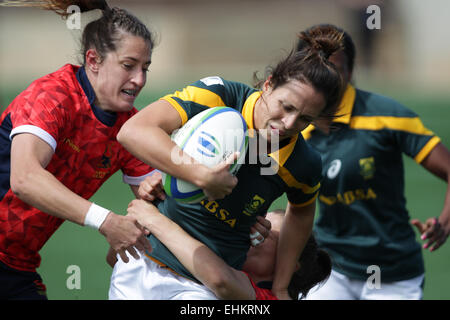 Atlanta, Georgia, USA. 15. März 2015. Die Weltfrauenkonferenz Rugby Sevens Series Viertelfinale in Atlanta, GA. Spanien Vs Südafrika. Stockfoto