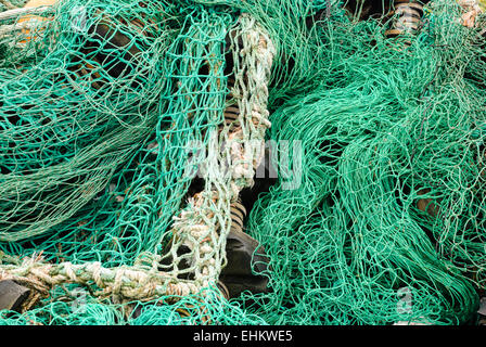 Fischernetze auf einem trawler Stockfoto