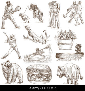 Travel series: USA - Collection of an hand drawn illustrations. Description: Full sized hand drawn illustrations, original freeh Stockfoto