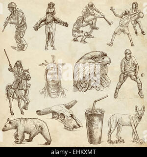 Travel series: USA - Collection of an hand drawn illustrations. Description: Full sized hand drawn illustrations, original freeh Stockfoto