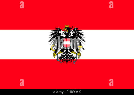 Bundesdienst Flagge mit dem Staatswappen der Republik Österreich. Stockfoto