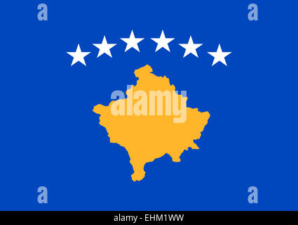 Nationalflagge der Republik Kosovo. Stockfoto