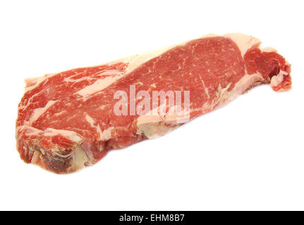 Einzigen Roh roh Entrecote Steak auf weißem Hintergrund Stockfoto