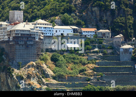 Dionissiou Kloster, Athos-Halbinsel, Berg Athos, Chalkidiki, Griechenland Stockfoto