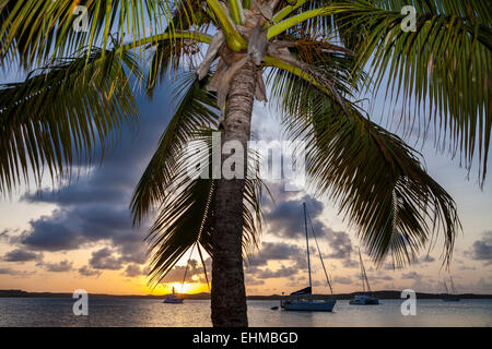 Sonnenuntergang in der nonsuch Bay, Green Island, Antigua, Antigua und Barbuda Stockfoto