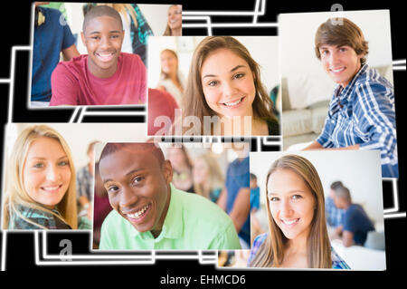 Collage von lächelnden Gesichtern der Jugendlichen Stockfoto