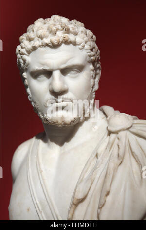 Kaiser Caracalla. Römische Marmorbüste von 212-217 n.. Altes Museum, Berlin, Deutschland. Stockfoto