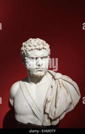 Kaiser Caracalla. Römische Marmorbüste von 212-217 n.. Altes Museum, Berlin, Deutschland. Stockfoto