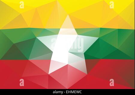 Myanmar Flagge - dreieckigen polygonale Muster Stock Vektor