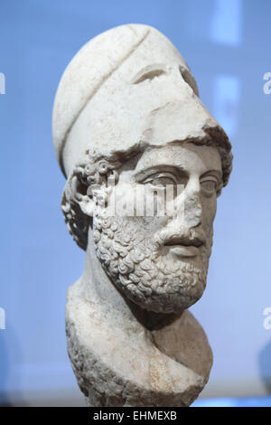 Büste des Perikles. Römische Kopie nach einem griechischen Original von rund 430 v. Chr.. Altes Museum, Berlin, Deutschland. Stockfoto