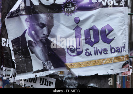 Alten Konzertplakat des amerikanischen R&B Sänger Joe und seiner live-Band in Berlin, Deutschland. Stockfoto