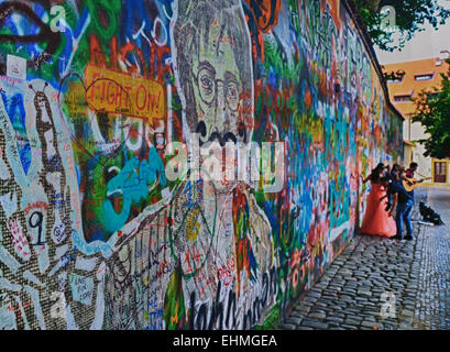 Die Lennon-Mauer in Prag Stockfoto