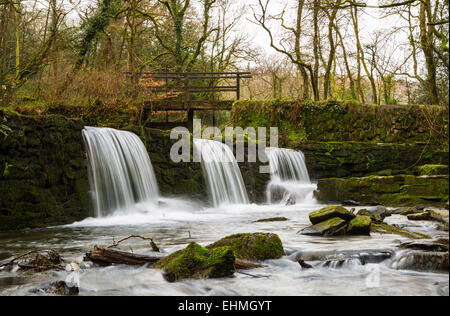 Das Wehr am Bach Morden an Cotehele Mühle Stockfoto