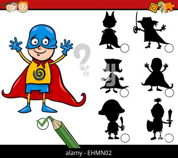 Cartoon-Illustration von Bildung Schatten Matching-Spiel für Kinder im Vorschulalter Stock Vektor