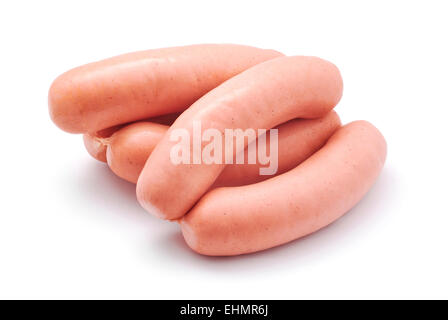 Rohwurst auf weißem Hintergrund Stockfoto