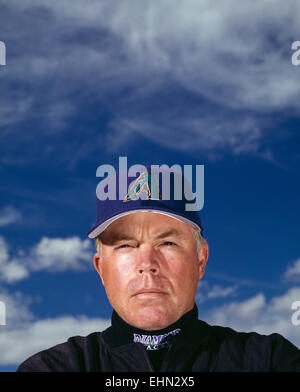 Phoenix, AZ - 28. März: Baseball Trainer buck Showalter in Phoenix, Arizona am 28. März 1998. Stockfoto