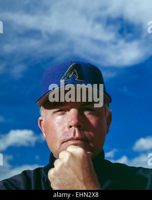 Phoenix, AZ - 28. März: Baseball Trainer buck Showalter in Phoenix, Arizona am 28. März 1998. Stockfoto