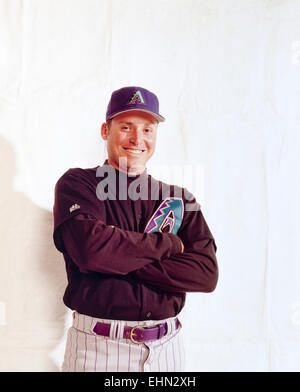 Phoenix, AZ - 28. März: Baseballspieler Karim Garcia in Phoenix, Arizona am 28. März 1998. Stockfoto