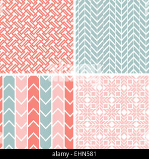Satz von vier grau rosa geometrische Muster und Hintergründe Stockfoto