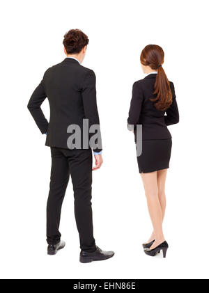 Rückansicht Geschäftsmann und Geschäftsfrau stehend Stockfoto