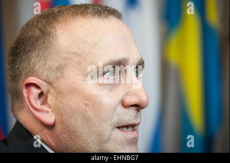 Brüssel, Bxl, Belgien. 16. März 2015. Grzegorz Schetyna, polnischer Außenminister beim Europäischen Rat am Hauptsitz in Brüssel, Belgien auf 16.03.2015 von Wiktor Dabkowski Credit: Wiktor Dabkowski/ZUMA Draht/Alamy Live News Stockfoto