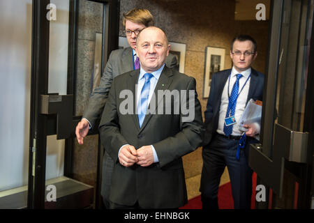 Brüssel, Bxl, Belgien. 16. März 2015. Polnische Landwirtschaftsminister Marek Sawicki am Sitz des Europäischen Rates in Brüssel, Belgien auf 16.03.2015 von Wiktor Dabkowski Credit: Wiktor Dabkowski/ZUMA Draht/Alamy Live News Stockfoto