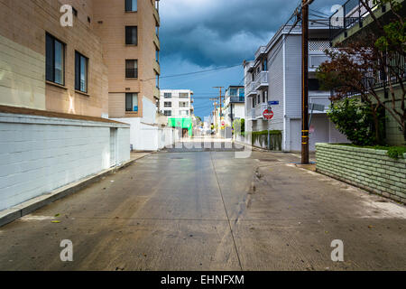 Gebäude entlang einer Straße in Venice Beach, Los Angeles, Kalifornien. Stockfoto